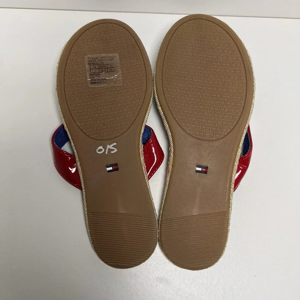 3/$25 Sale! Girls Tommy Hilfiger Blue Anchor Print Thong Sandals Flip Flops Sz 1